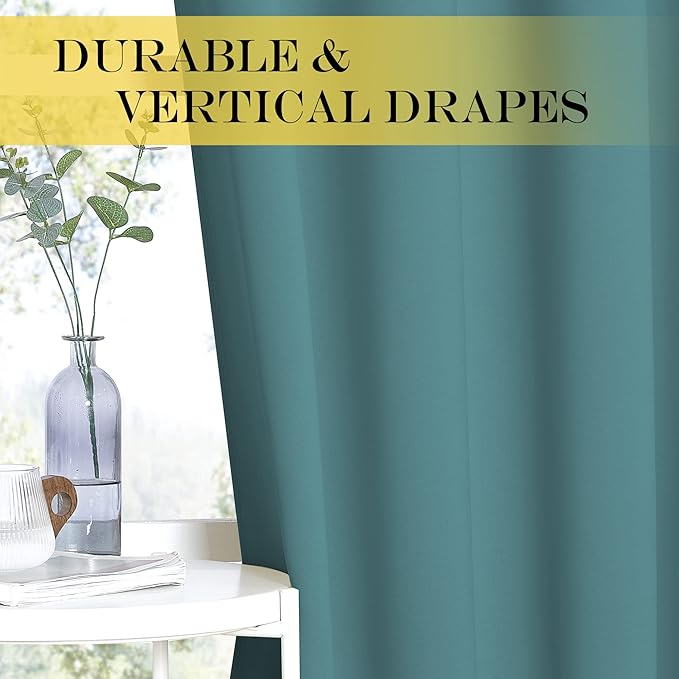 NICETOWN Room Darkening Short Curtain 54 inches Long for Living Room, Grommet Sound Reducing Thermal Insulated Curtains for Bedroom Nursery Window, 46W x 54L, 1 Piece, Sea Teal NICETOWN
