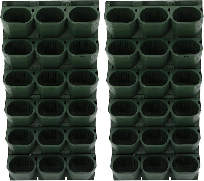 Self Watering Wall Planter | 36 Pots Vertical Garden Planter for Indoor Plants | Wall-Mounted Stackable wall planter | Hanging Plant Flower Pot Holder | 10.56 Fl Oz Each Individual Pot | Army Green Yellulu