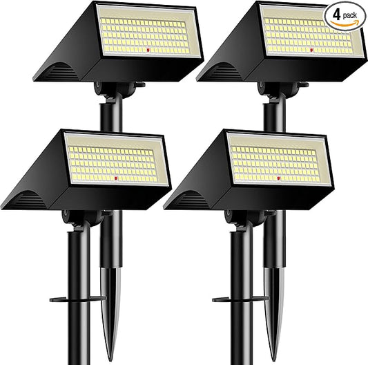 Koicaxy Solar Lights Outdoor Waterproof 4 Pack IP65, 100 LEDs 4 Light Modes, Higher Charging Efficiency, Auto On/Off Solar Landscape Spotlights for Garden Decor Yard Pathway Patio - Cool White SOLARSPOTLIGHTS