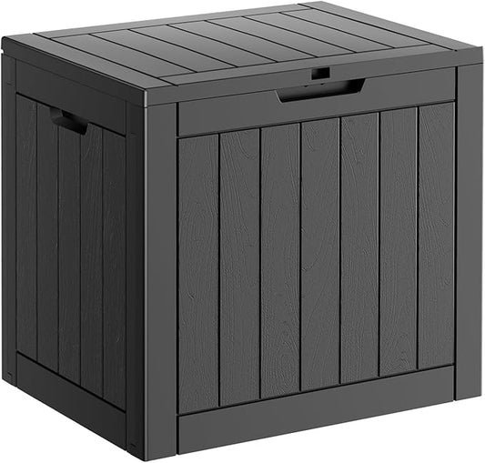 31 Gallon Resin Deck Box, Lockable Patio Outdoor Storage Box for Furniture, Garden Tools and Tools Storage, Waterproof Outside Storage Boxes - Black OutdoorLivingPerfected