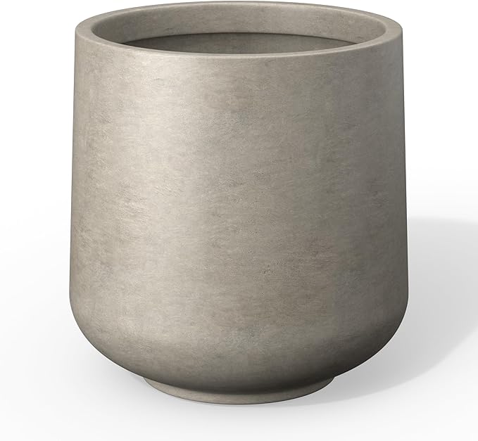 Kante 11.6" Dia Round Concrete Planter, Outdoor Indoor Large Plant Pots Containers with Drainage Hole and Rubber Plug for Home Garden Patio, Buff Concrete Kante