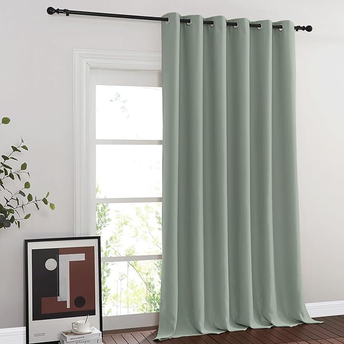 NICETOWN Sage Green Sliding Glass Door Curtain, Grommet Thermal Insulated Blackout Curtain Room Divider Sound Reducing Window Treatment for Kids Room/Bedroom, 1 Panel, W80 x L108 NICETOWN
