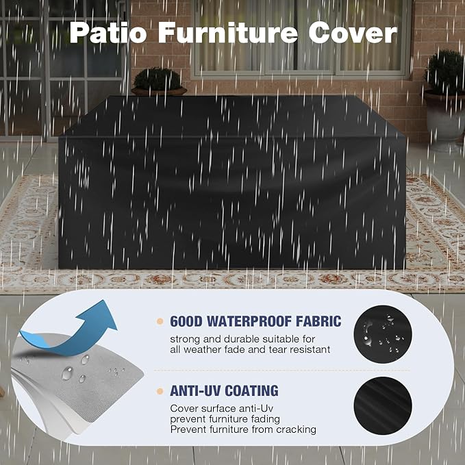 Aoxun Aluminum Patio Furniture Set with Umbrella 4 Seats, Oversized Outdoor Sectional with Washable Thick Cushions, Coffee Table and Waterproof Cover, Patio Conversation Sets for Porch, Balcony, Deck Aoxun