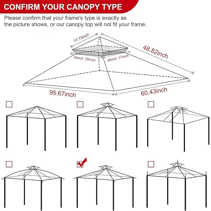 Eurmax USA High Performance Grill Gazebo Canopy Replacement Cover 5x8 BBQ Shelter Top（Beige Eurmax