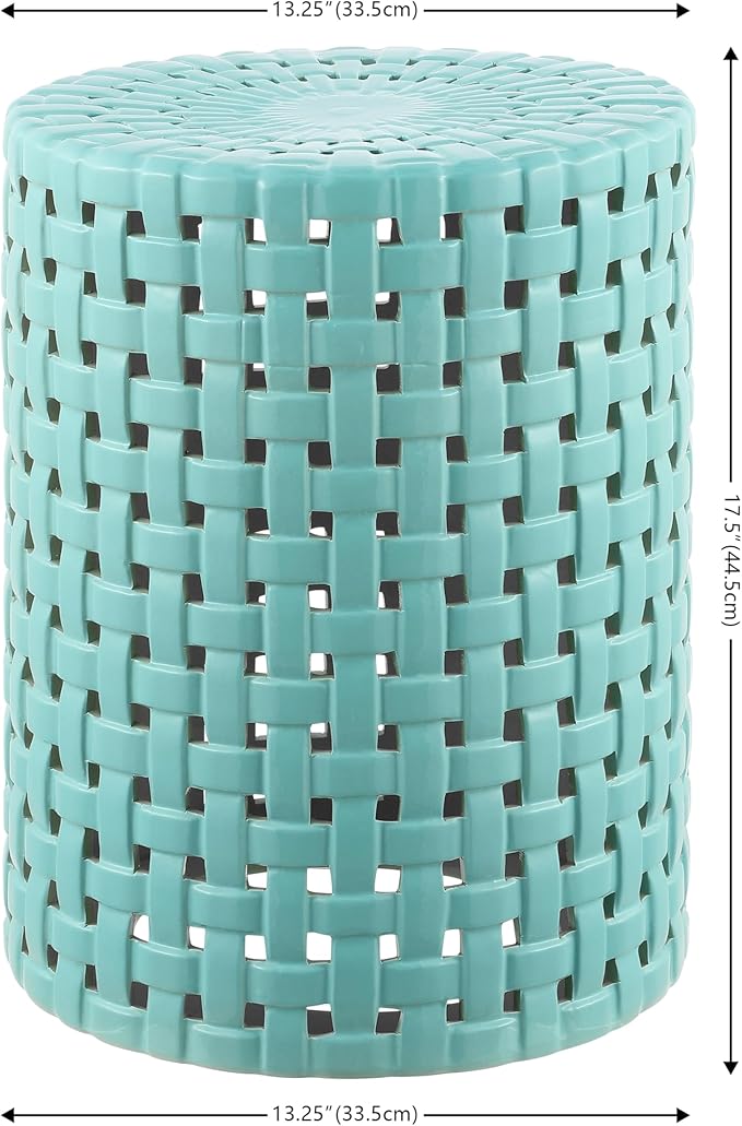 SAFAVIEH Home Collection Sayre Robins Egg Blue Ceramic 18-inch Decorative Accent Garden Stool for Living Room, Bathroom, Patio, Side Table, Plant Stand (Fully Assembled) SAFAVIEH