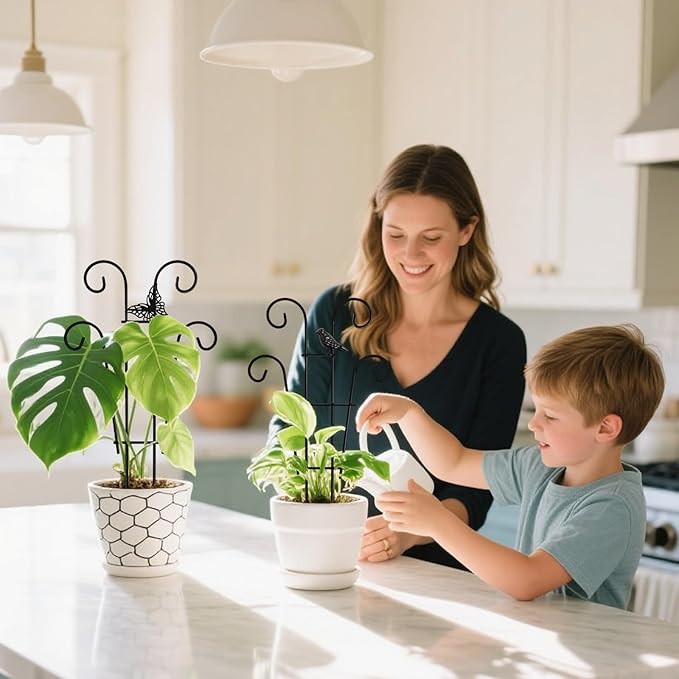 Coomin 14.5 Butterfly Indoor Plant Trellis for Potted Plants, Small Metal House Plant Trellis for Climbing Plants, Climber Plant Support for Hoya Pothos Ivy, 2p COOMIN