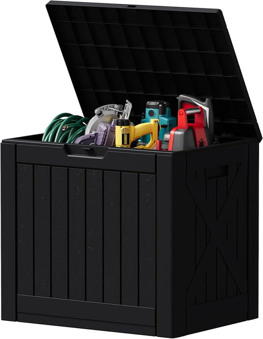Devoko 40 Gallon Deck Box Outdoor Storage Box Waterproof for Patio, Large Outdoor Storage Bench Lockable for Outside (Black, 40 Gallon) DEVOKO