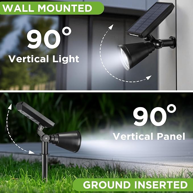 InnoGear Solar Lights Outdoor Lighting Waterproof Landscape Spotlights Uplighting for Outside Flag Garden Trees Yard Pathway Wall Auto On/Off, Pack of 4 (Cool White) InnoGear
