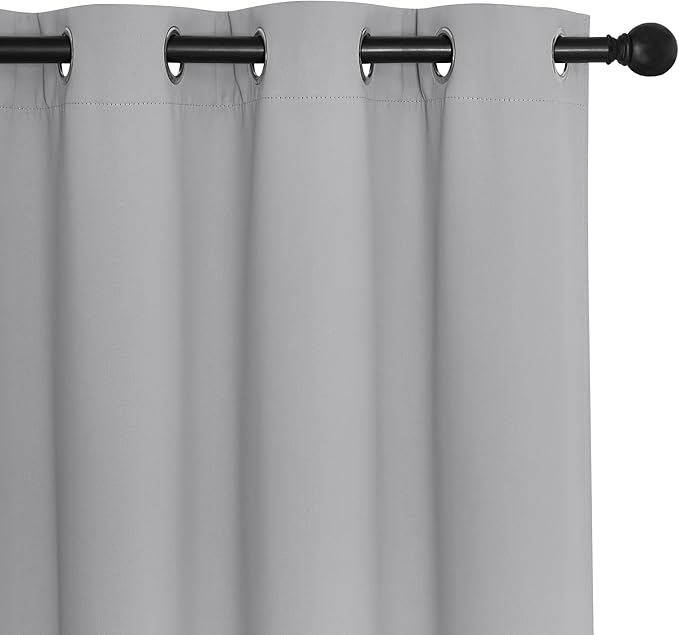 NICETOWN Sliding Door Window Treatment Blackout Patio Door Curtain Panels, Privacy Thermal Drapes for Bedroom Living Room Department with Grommet Top (Silver Grey, W66 x L110) NICETOWN