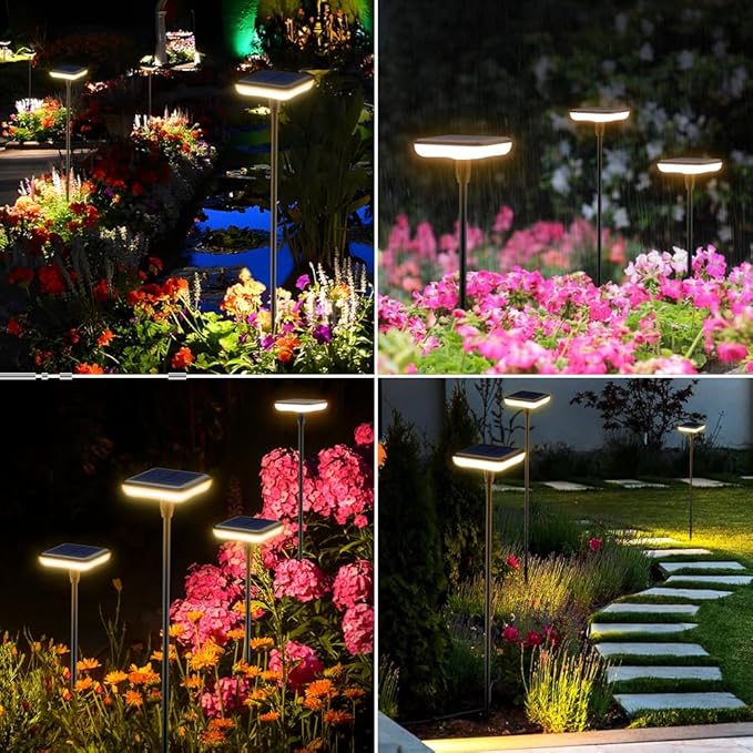 Solar Lights Outdoor Garden 4 Pack Solar Pathway Light 31" Tall Solar Landscape Lights 34LM Bright Up to 12H IP65 Waterproof Auto On/Off for Walkway Outside Yard Path Patio Lawn Flower Bed plant Decor Ainostone
