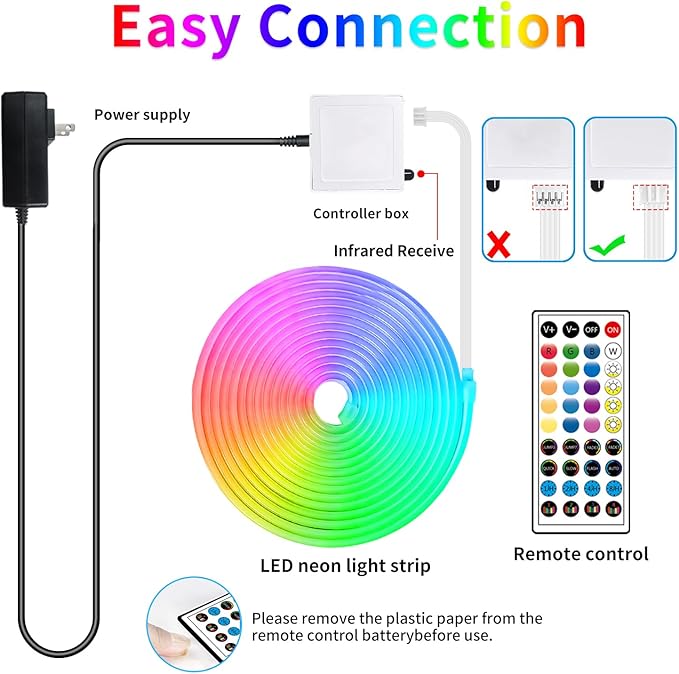 66FT Neon LED Rope Lights IP65 Waterproof LED Lights for Bedroom Flexible LED Light Strip with Remote/APP Control RGB Lighting Strip for Indoors Outdoors Bedroom Room Home Décor segrass