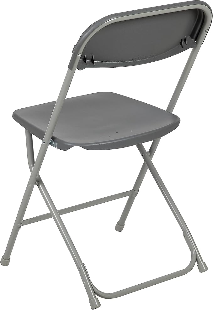 Flash Furniture Hercules Series Plastic Folding Chair - Grey - 2 Pack 650LB Weight Capacity Comfortable Event Chair-Lightweight Folding Chair FlashFurniture