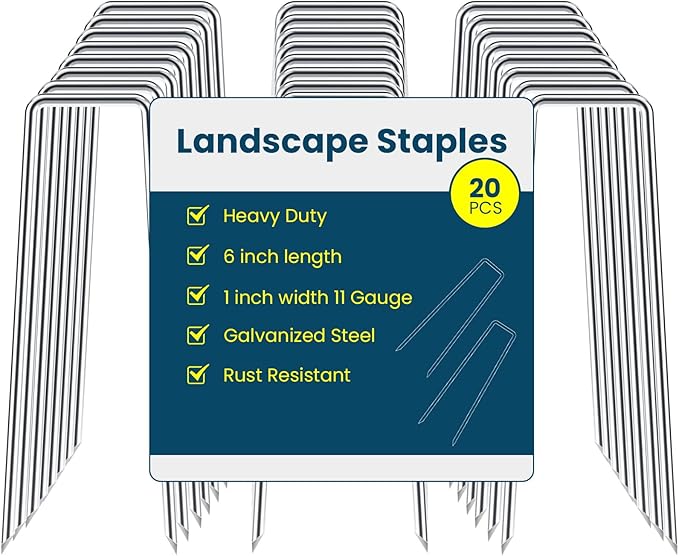 6 Inches Landscape Staples, Garden Stakes Securing Pegs for Securing Weed Fabric Landscape Fabric Netting Ground Sheets and Fleece, Heavy Duty Metal Tent Stakes, Halloween Decorations (20, Silver) Sweecomb