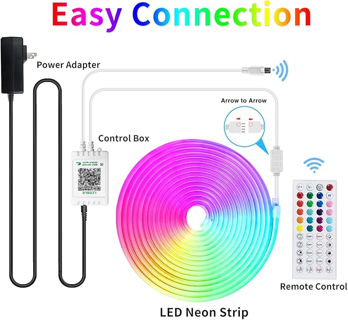 50ft RGB LED neon Rope Lights LED neon Lights with Remote Control/APP Control IP65 Waterproof Flexible Neon LED Strip Lights for Bedroom Room Outdoors Décor segrass