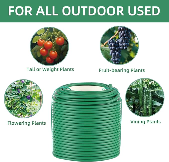 Soft Plant Ties, 164ft Garden Wire, 3.5mm Flexible Garden Ties for Climbing Plants, Tomato, Vines Plant, Flowers, Roses Plant Support QenFree