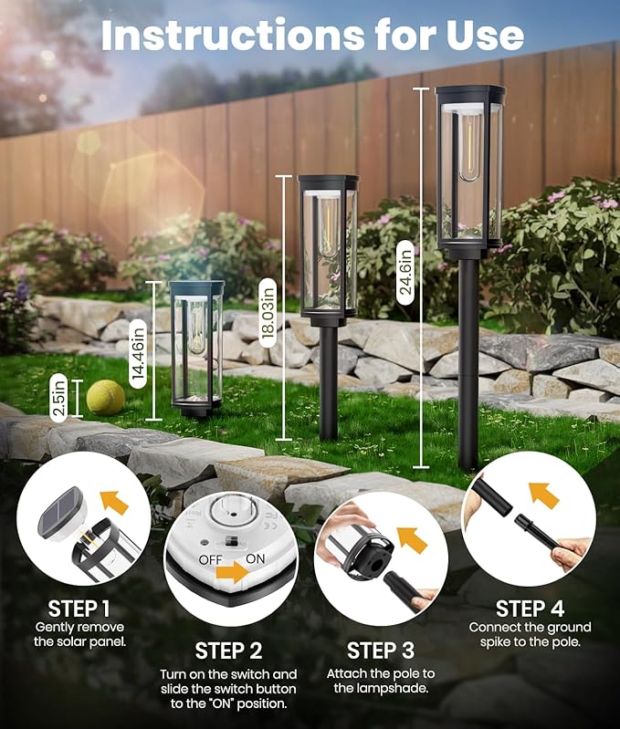 Solar Pathway Lights Outdoor Waterproof 4 Pack Upgraded Solar Walkway Landscape Lighting Outside Driveway Lights,Auto On/Off for Yard Lawn Patio (Cool White) Professionalproductionofsolarlightsoutdoor%EF%BC%9A%EF%BC%89