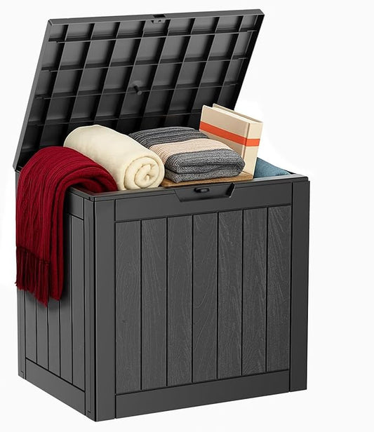 ROJIK 31 Gallon Outdoor Storage Box,Deck Box - Waterproof Patio Furniture, Garden Tools, Cushions, Pool Accessories Storage Bench with Lockable Lid and Side Handles (Black) ROJIK