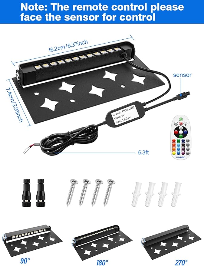 5W RGB Retaining Wall Lights 7 inch LED Hardscape Lighting Color Changing Low Voltage Landscape Paver Lights 12V 24V Step Lights Outdoor IP66 Waterproof Stair Lighting (2 Pack+Connectors) DOREIO