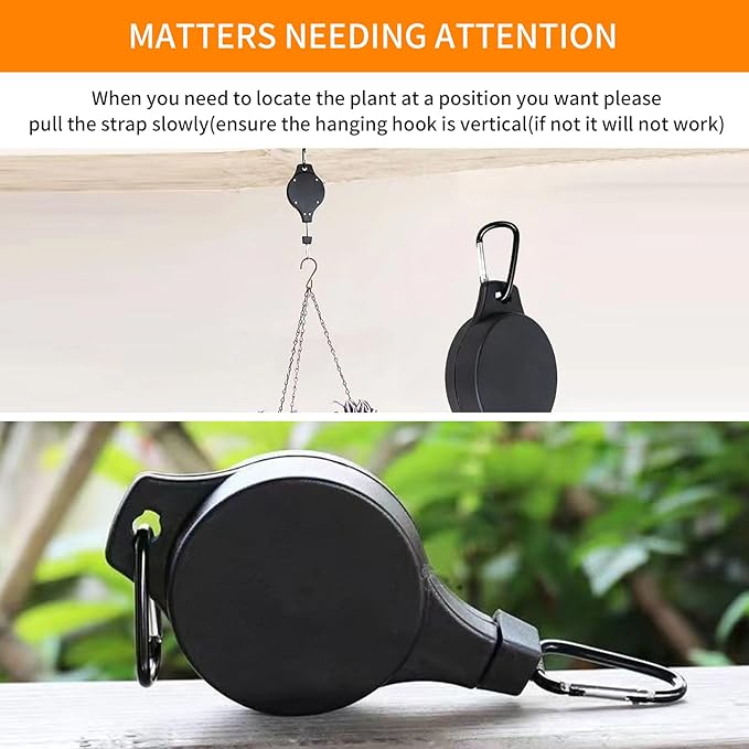 6PCS Retractable Hanging Plant Pulley Hook - Adjustable for Flower Baskets, Plant Pots, Bird Feeders（6PCS Black） HOGXUAE