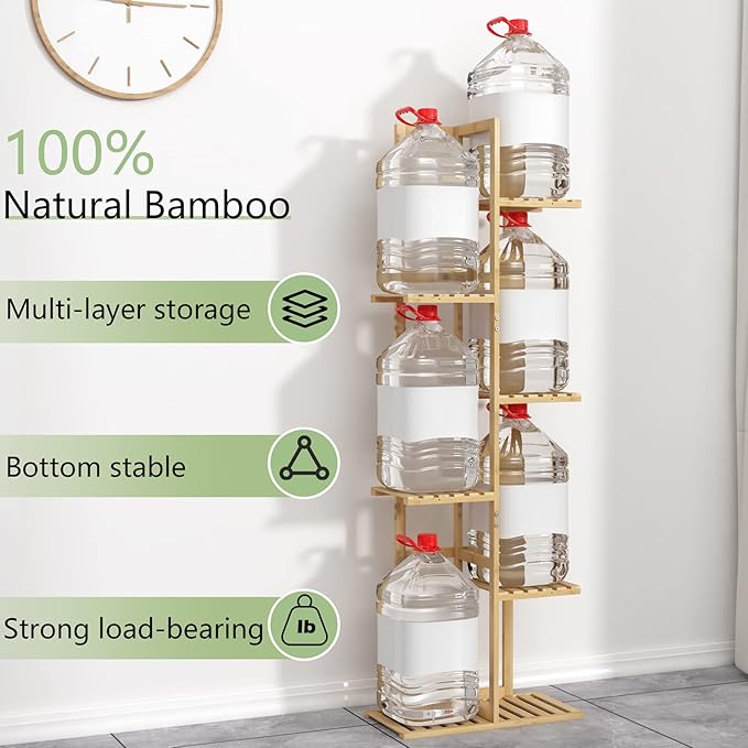Laiensia Bamboo Plant Stand Rack 6 Tier,Multiple Stand Holder Shelf Rack, Indoor&Outdoor Planter Display Shelves for Patio Garden, Living Room, Corner Balcony and Bedroom,Wood Color Laiensia