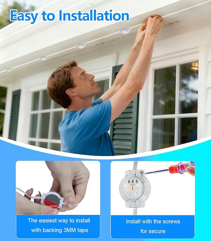 300FT Permanent Outdoor Lights for House, Smart Color Change Eaves LED Lights House Decor for Holiday, Christmas, Halloween, IP67 Waterproof Outside Lighting with APP Remote Control for Daily, Pool BonvePet