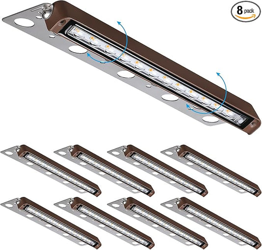 LEONLITE 8-Pack Premium Series 12 Inch Dimmable LED Hardscape Lighting 3 Way, 3W/5W/7W Retaining Wall Lights, Low Voltage Landscape Lights, 12V Paver Light, Outdoor Step Light, 3000K Warm White, ETL LEONLITE