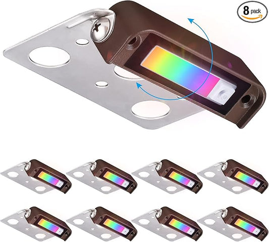 LEONLITE 8-Pack Premium Series RGB 4 Inch 1W LED Retaining Wall Lights Swivel, Color Changing Hardscape Lighting Low Voltage, 12V-24V AC/DC LED Landscape Hardscape Paver Light, Outdoor Step Light, ETL LEONLITE