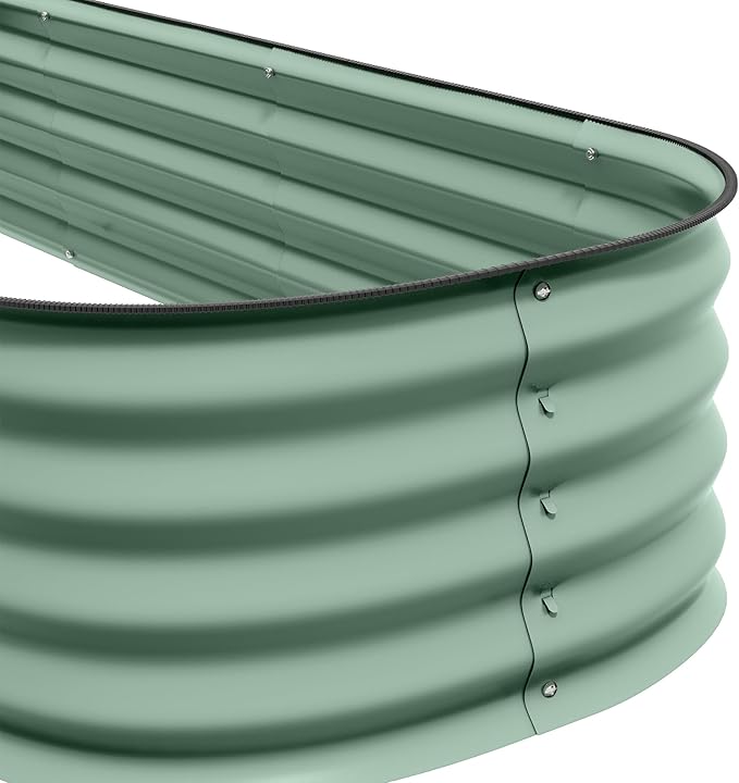 Outsunny 6.5' x 2' x 1' Galvanized Raised Garden Bed Kit, Outdoor Metal Elevated Planter Box with Safety Edging, Easy DIY Stock Tank for Growing Flowers, Herbs & Vegetables, Green Outsunny