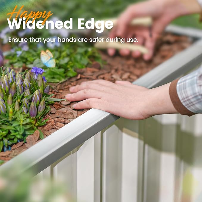 KING BIRD Raised Garden Bed 68" x 36" x 24" Heightened Galvanized Steel Metal Planter Box Outdoor for Deep-Rooted Vegetables, Flowers, Large Raised Bed Kit (Ivory) KINGBIRD
