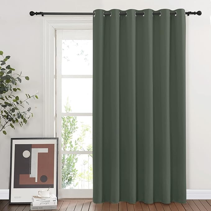 NICETOWN Sliding Door Curtains 84 inches Long, Grommet Blackout Thermal Patio Door Curtain Panel Sliding Door Drapes/Draperies for Room Divider (1 Panel, Dark Mallard, W80 x L84) NICETOWN