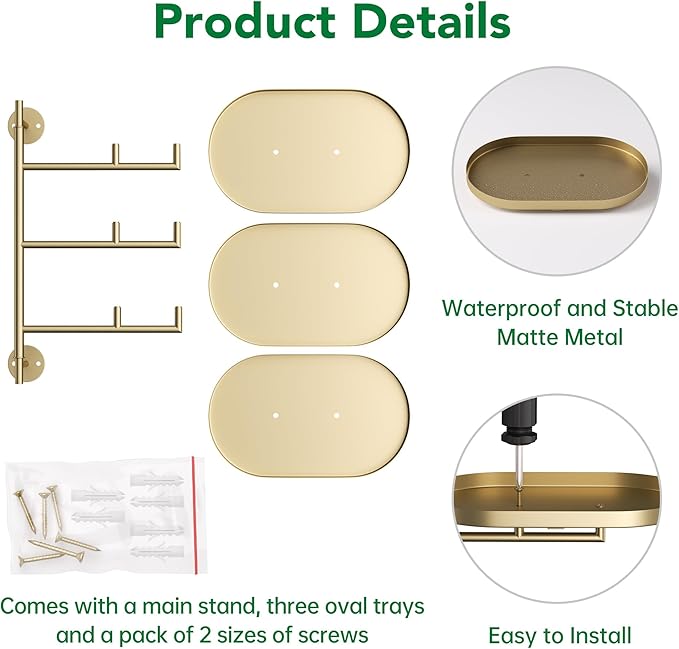 Rotating Window Wall Plant Shelves Stand Holder, 3 Tiered Metal Gold Floating Plant Shelf Hanger Indoor , Window Sill Gifts YFFSRJDJ