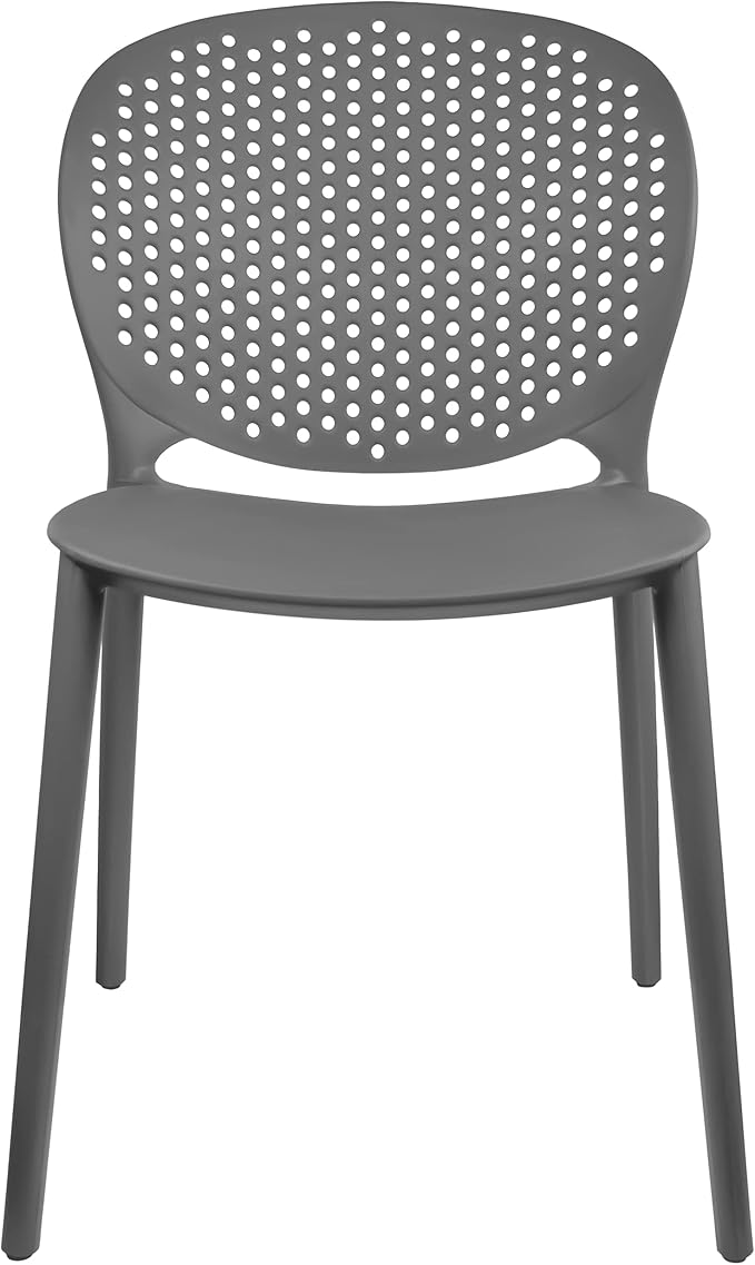 2xhome Patio Dining Chair | Modern Stackable Outdoor Pool Side Chair | Weather Resistant Plastic for Yard, Porch, Balcony, Kitchen, Gray, Single, Set of 1 2xhome