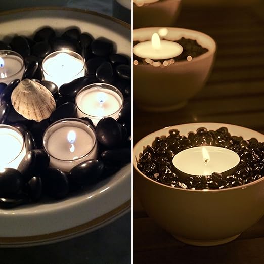 6lb Black Rocks for Planters- 1/4" - 3/4" Polished Black Stones Smooth Flat Pebbles for Fish Tanks Decorative River Rocks for Vases Bonsai Pots Garden Stones for Landscaping and Yards Rootora