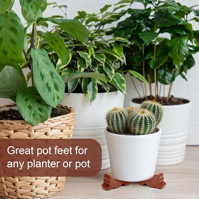 Kigeli 12 Pcs Resin Pot Feet for Outdoor Planters 3 Inch Long 1.5 Inch Tall Flower Handmade Elevator Plant Feet Frost Proof Lifter for 14-20 in Pot(Brown) Kigeli