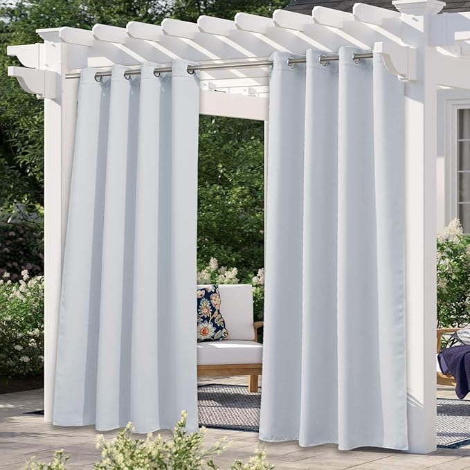 NICETOWN Indoor & Outdoor Curtain Etra Long 120'' for Bedroom, Premium Thick Privacy Weatherproof UV Blocking Energy Saving Vertical Blinds for Public Privacy Protect, Winter White, W52'', 1 PC NICETOWN