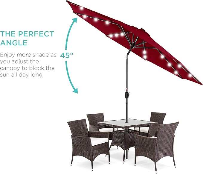 Best Choice Products 10ft Solar Polyester LED Lighted Patio Umbrella w/Tilt Adjustment and UV-Resistant Fabric BestChoiceProducts