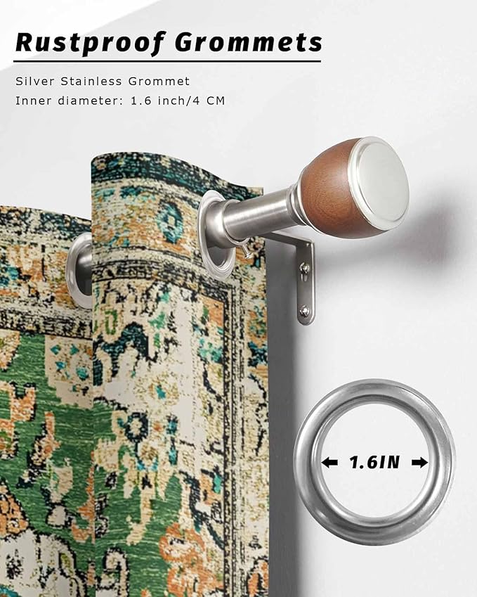 Ombre Green Boho Outdoor Curtains for Patio Waterproof, Grommet Privacy Curtain Drapes Weatherproof Outside Curtains for Porch GazeboPergola Cabana 1 Panel 54x108inch Vintage Ethnic Tribal Geometric Rootora
