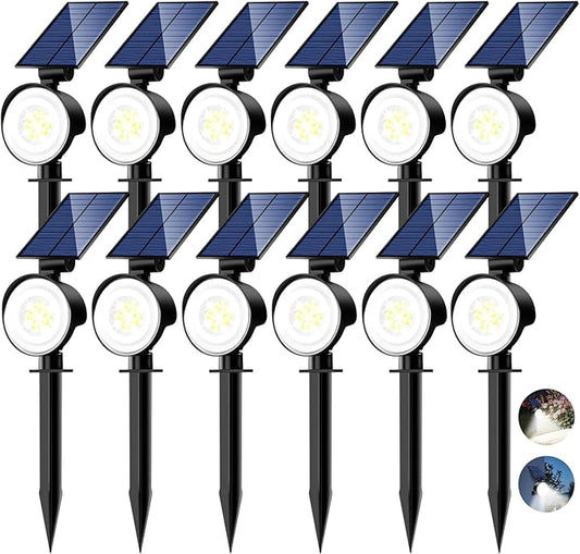 nipify 12 Pack Solar Spot Lights Outdoor Waterproof with 3 Modes, Solar Spotlight Light for Outside Yard Landscape Lighting Pathway Lights Wall, Cool White Nipify