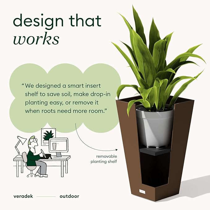 Veradek V-Resin Indoor/Outdoor Taper Planter, Set of 2 (30 inch, Espresso) VeradekOutdoor