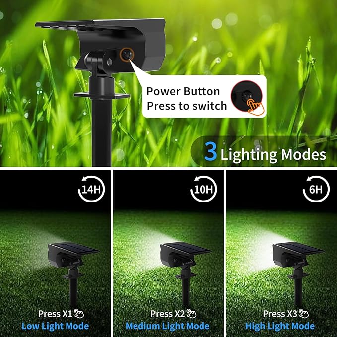 Solar Spot Lights Outdoor 10 Pack, [46 LED/3 Modes] Solar Landscape Spotlights Waterproof, 2-in-1 Auto On/Off Solar Powered Lights for Outside Yard Garden Wall Pathway(Cool White) TadyrealSolarLights