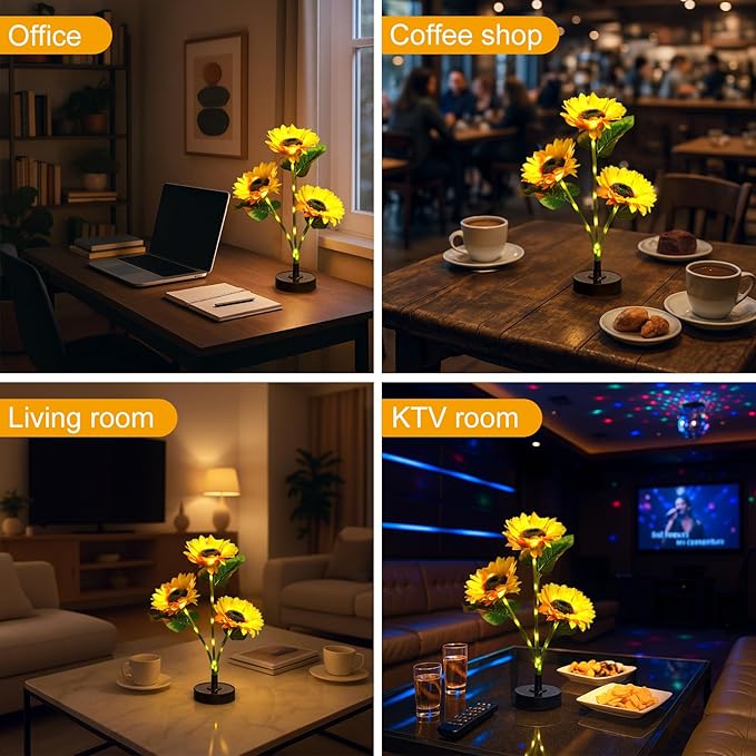 Upgraded Solar Sunflower Lights, 2 Pack Solar Garden Lights with Bigger Round Panel, 40-Hour Runtime for Indoor & Outdoor Decor, Waterproof for Patio Yard Garden Rootora