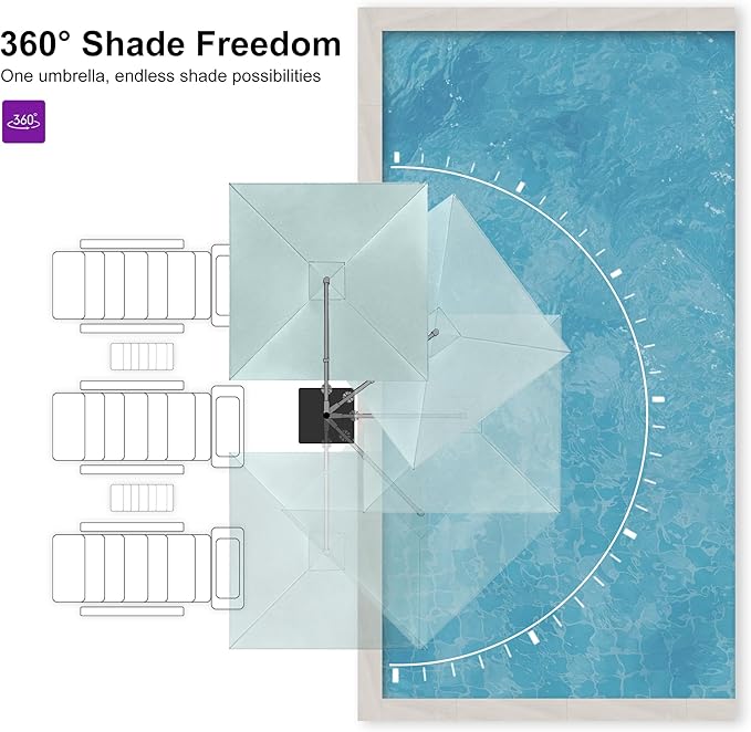 PURPLE LEAF Patio Umbrella 10' X 10' Rectangle Cantilever Umbrella Large Aluminum Outdoor Umbrellas with 360-degree Rotation & UPF40+ Premium Fabric for Deck Pool Garden Yard, Mint Green Rootora