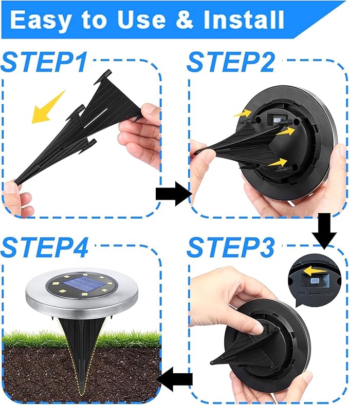 4.6 Inch Diameter Solar Ground Lights, Waterproof Solar Garden Lights, Outdoor Garden Waterproof Bright in-Ground Light, Landscape Lighting for Pathway,Yard,Lawn,Patio,Walkway (12 Pack Warm Light) Rayolon