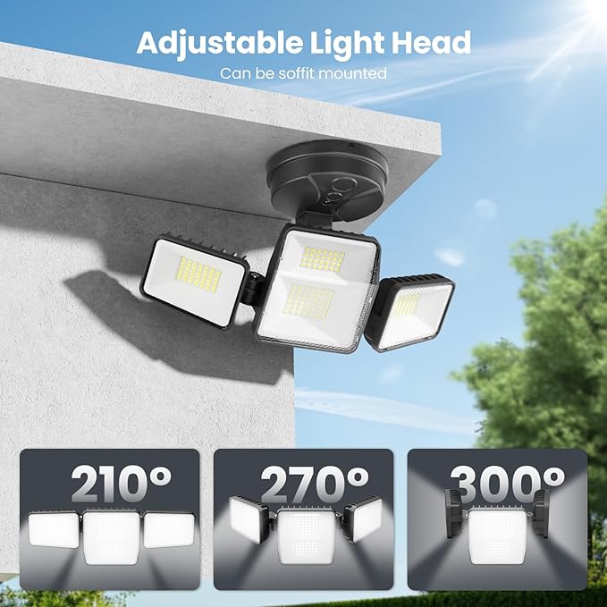 70W 7000LM LED Flood Lights Outdoor 2 Packs, Switch Controlled Security Lights with 4 Heads, Adjustable Heads, 6500K Daylight IP65 Waterproof Outside Wall Light for Backyard, Yard, Garage, Patio omibeeSolarlightsoutdoor