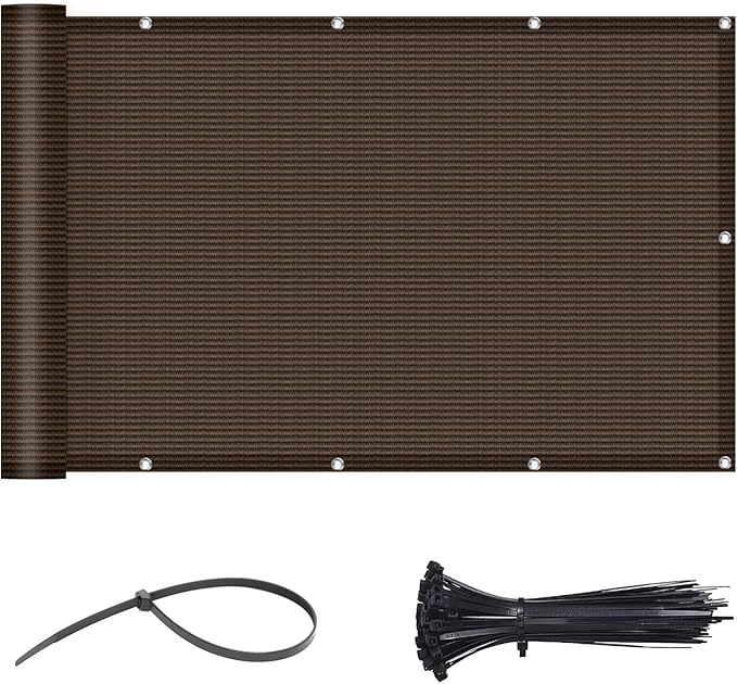 LOVE STORY 3.3'x19.7' Brown Balcony Screen Privacy Fence Cover (HDPE) UV Protection Weather-Resistant 3 FT Height Shield for Deck, Patio, Backyard, Outdoor Pool, Porch, Railing LOVESTORY
