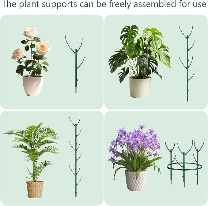 12 Pack Plant Support Stake Half Round Plant Support for Indoor Plants, Stackable 3 Tier Garden Flower Support, Plant Rings for Tomato,Monstera, Peony, Hydrangea, Climbing Plants BUYNOW