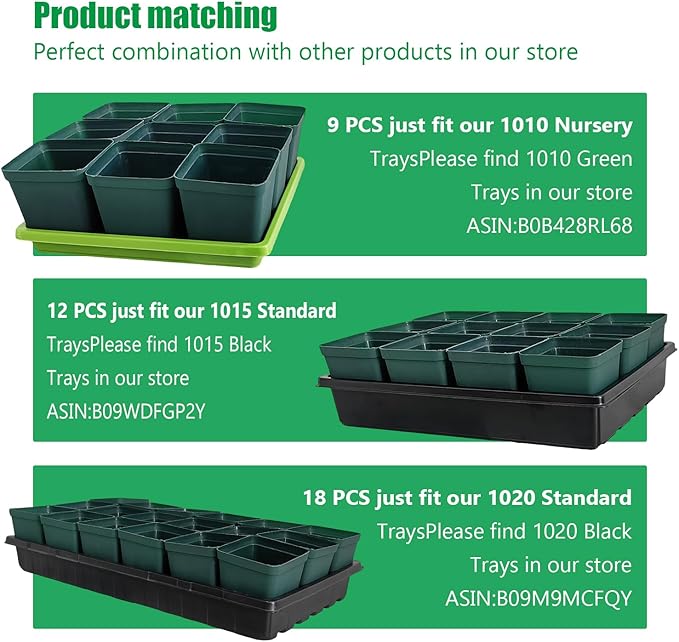Square Nursery Seedling Pot 3.5 Inches 90 Pcs, Small Nursery Pot Plastic Thick and Sturdy Seed Start Germination Pot for Plant Propagation and Seeding(Green,3.54 Inches, 90Pcs) RooTrimmer