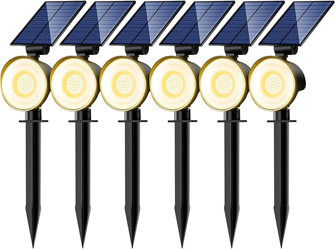nipify 6 Pack Solar Spot Lights Outdoor Waterproof with 3 Modes, Solar Spotlight Light for Outside Yard Landscape Lighting Pathway Lights Wall,Warm White Nipify