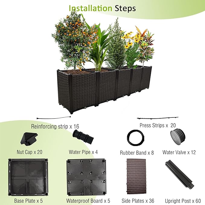 Large Planters for Outdoor Plants pots Elevated Garden Boxes Raised Garden Bed Garden Patio Balcony Deck to Planting Flowers Vegetables Tomato and Herbs TDDSS