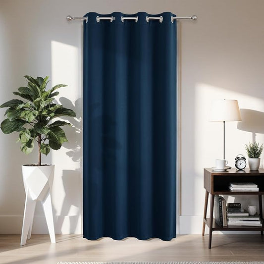Joydeco Blackout Door Curtain for Doorway Privacy 90 Inches Long, Grommet Closet Curtain for Open Closet, Room Divider for Bedroom Living Room (Navy Blue, 52Wx90L, 1 Panel) JOYDECO